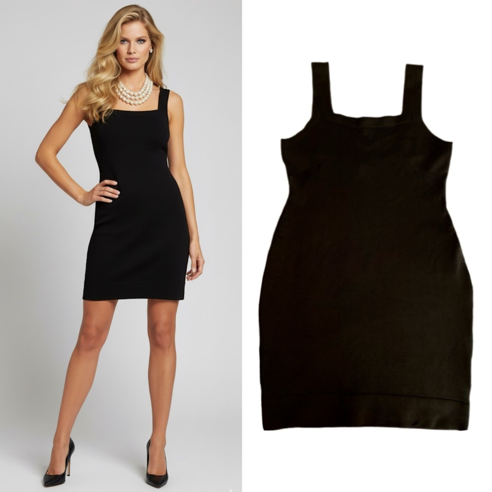 Osklen 90s Square Neck Black Knit Mini Dress S